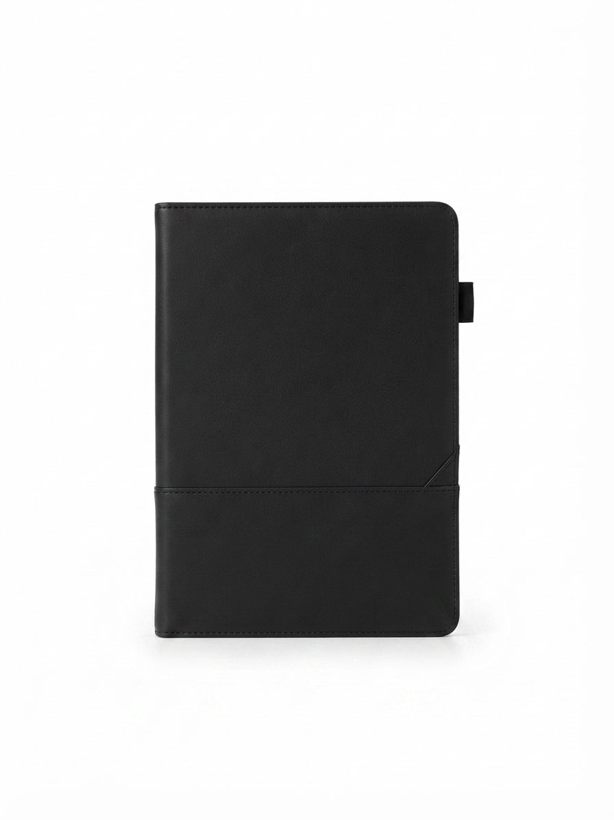 Marble Finish PU Notebook - Black - Meru Trophy corporate gifting