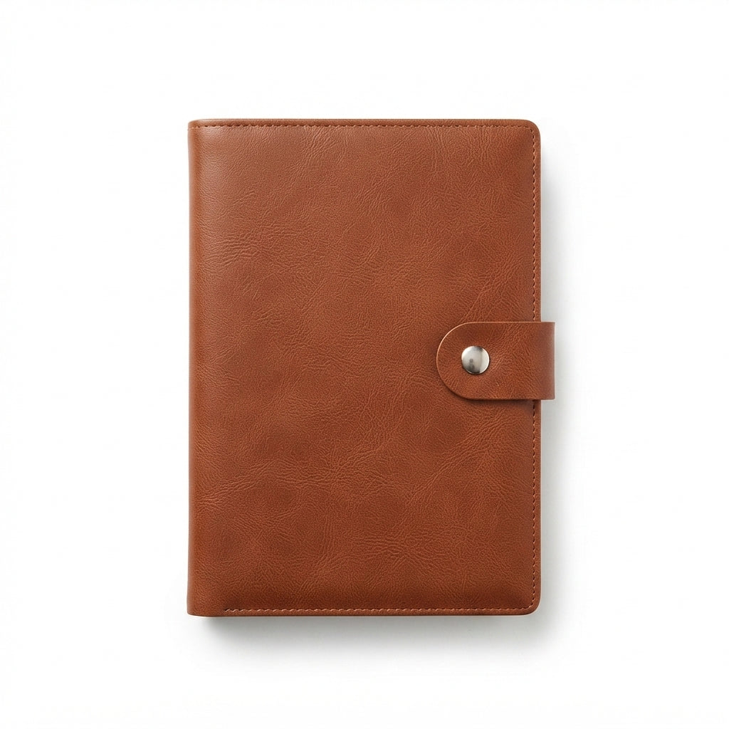 PU Diary with Snap Button Flap - Brown - Meru Trophy corporate gifting