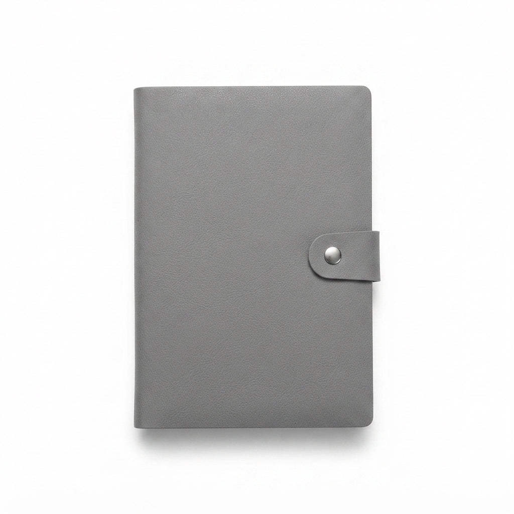 PU Diary with Snap Button Flap - Grey - Meru Trophy corporate gifting