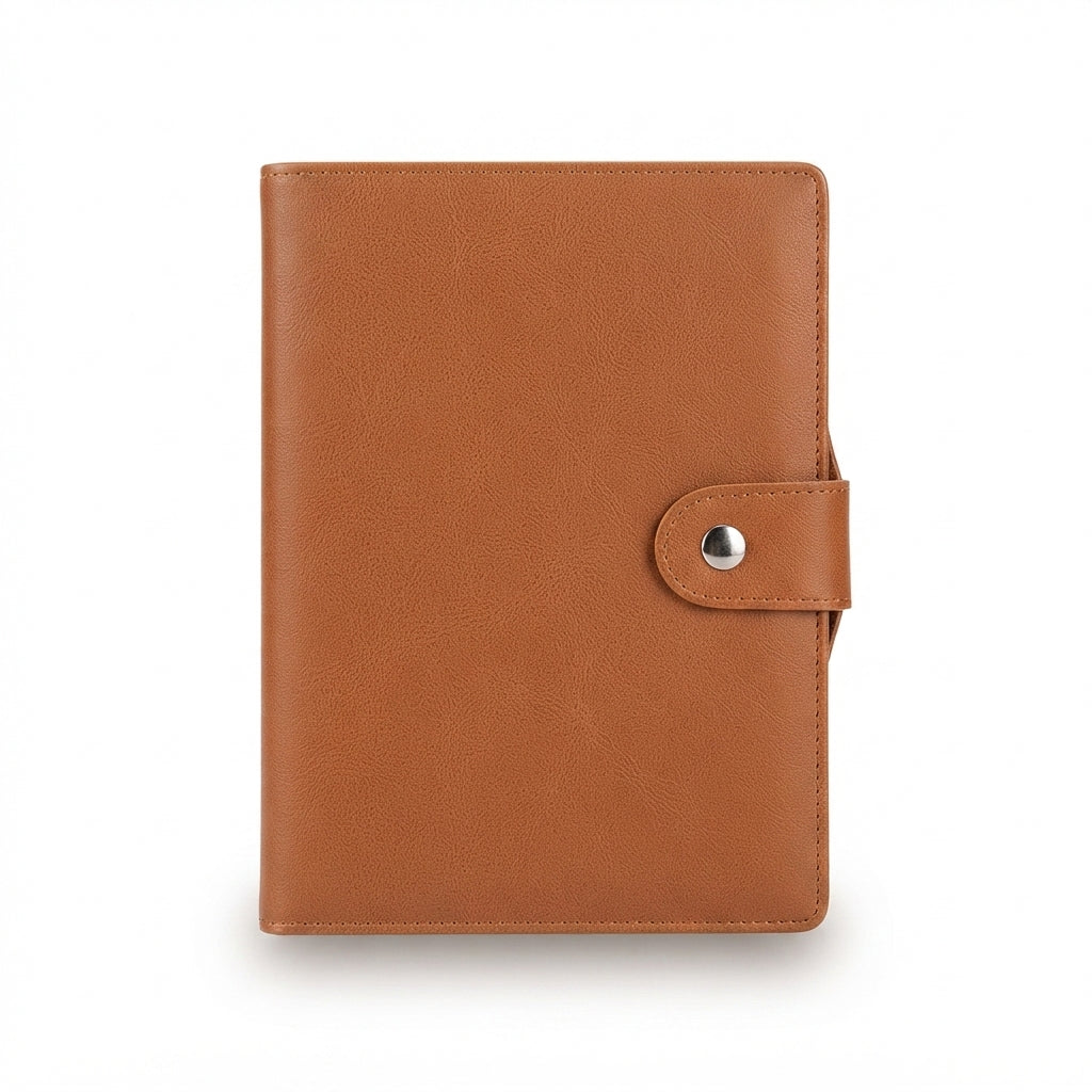 PU Diary with Snap Button Flap - Tan - Meru Trophy corporate gifting