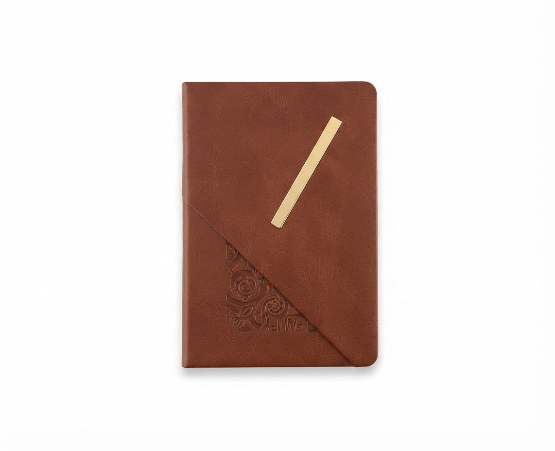 Debossed Cover PU Diary - Brown - Meru Trophy corporate gifting