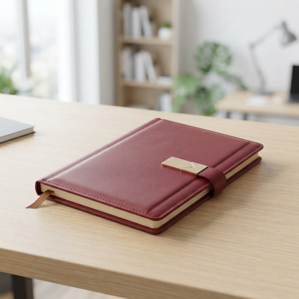 PU Diary with Metal Plate Accent - lifestyle - Meru Trophy corporate gifting
