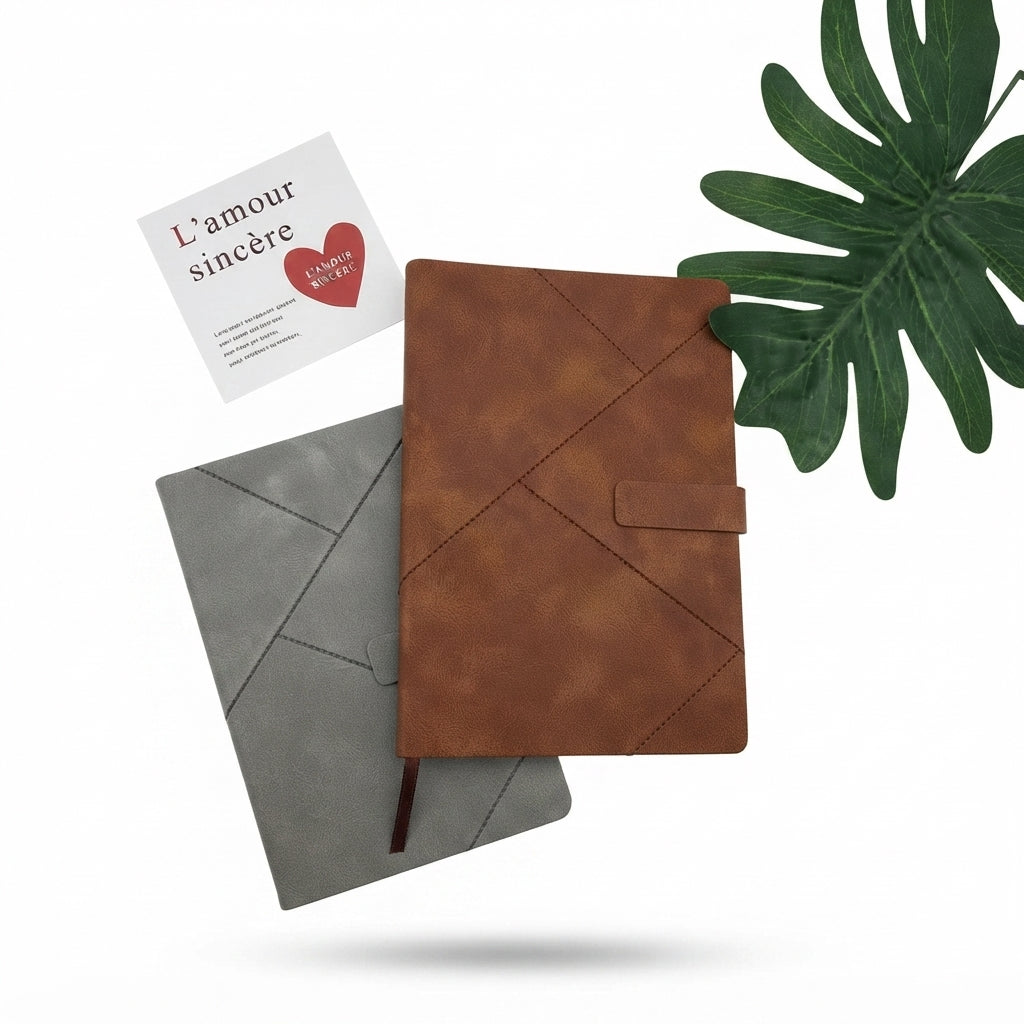 Geometric Stitched PU Diary - Grey - Meru Trophy corporate gifting