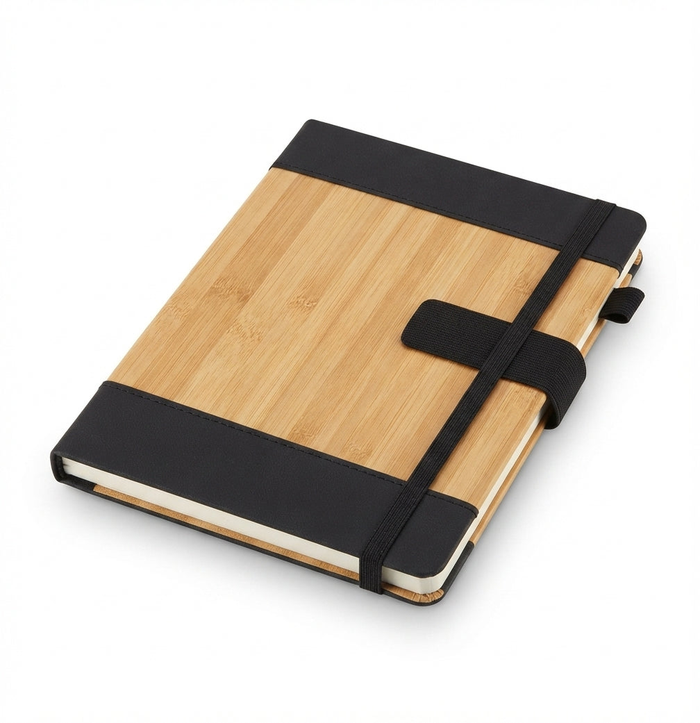 Bamboo Cover Diary with Strap - Bamboo - Meru Trophy corporate gifting