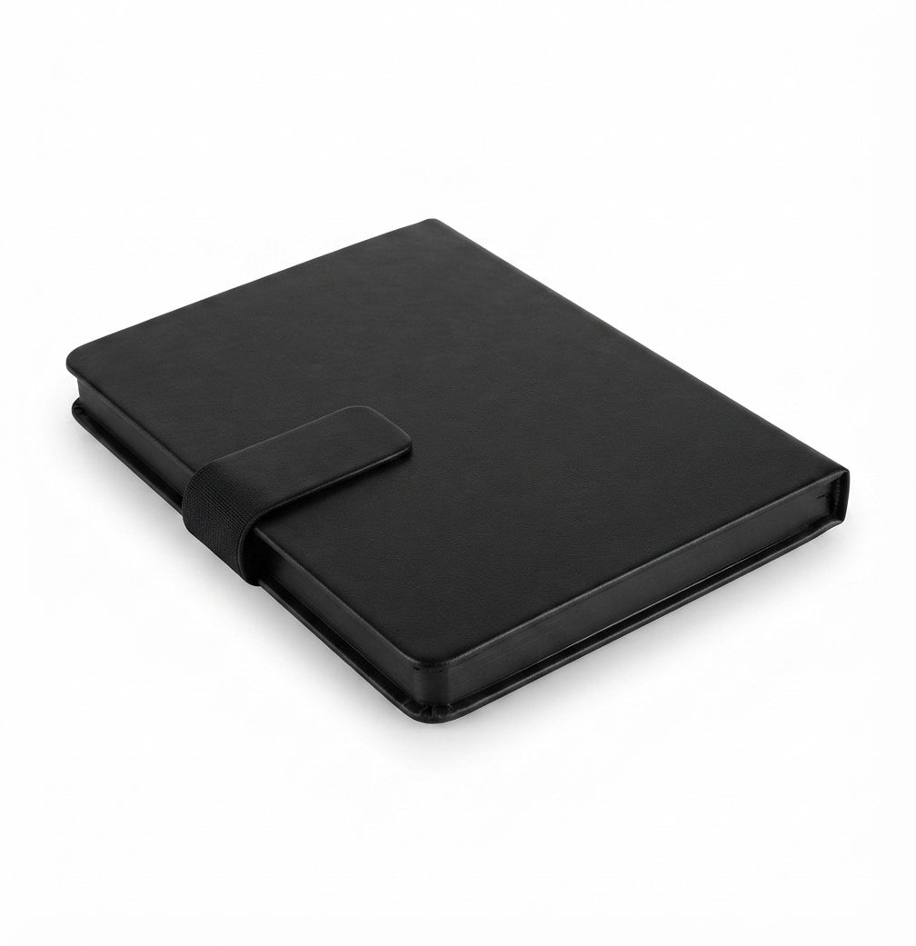 Bamboo Cover Diary with Strap - Black - Meru Trophy corporate gifting