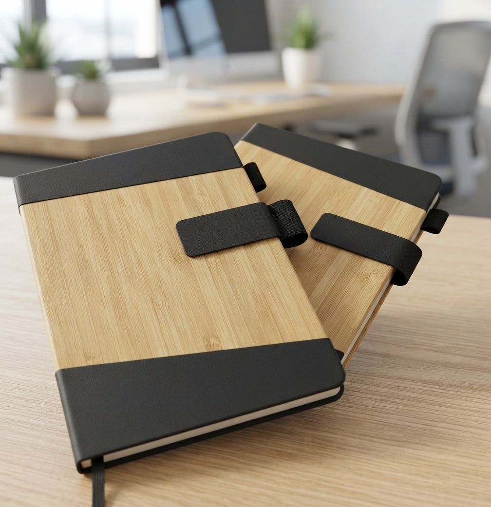 Bamboo Cover Diary with Strap - lifestyle - Meru Trophy corporate gifting