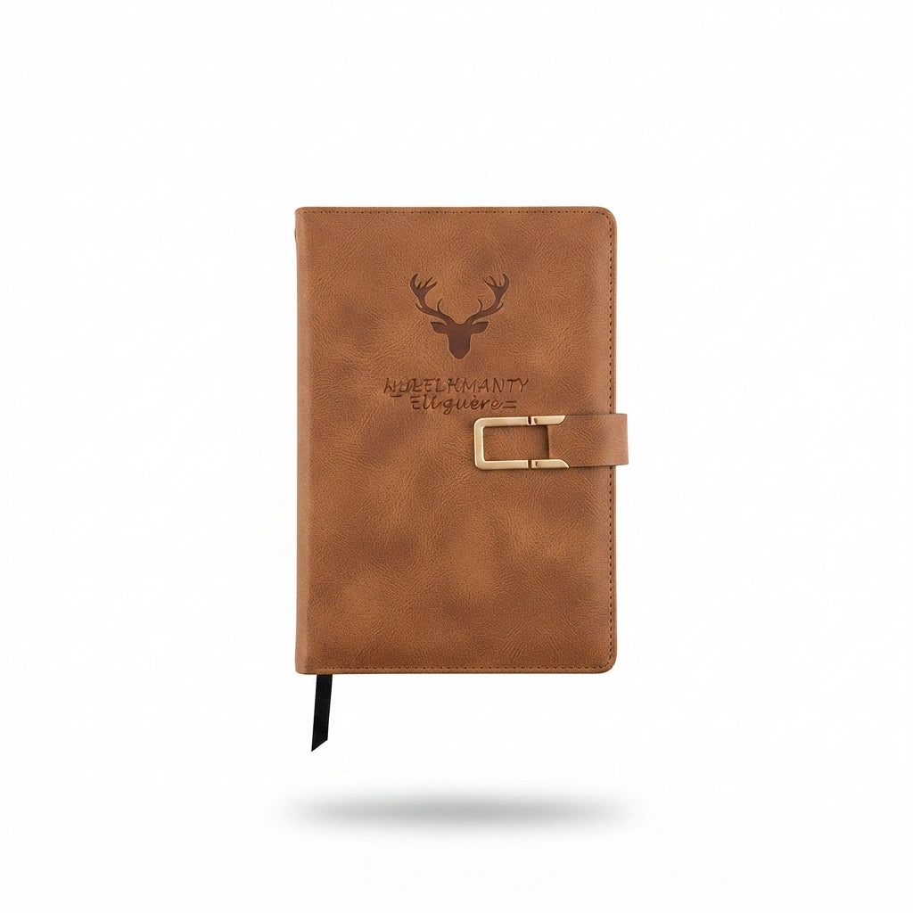 PU Diary with Metal Buckle Clasp - Brown - Meru Trophy corporate gifting