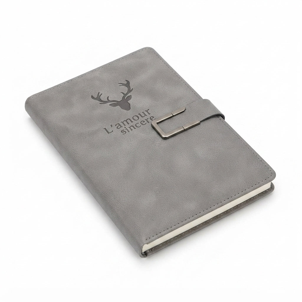 PU Diary with Metal Buckle Clasp - Grey - Meru Trophy corporate gifting