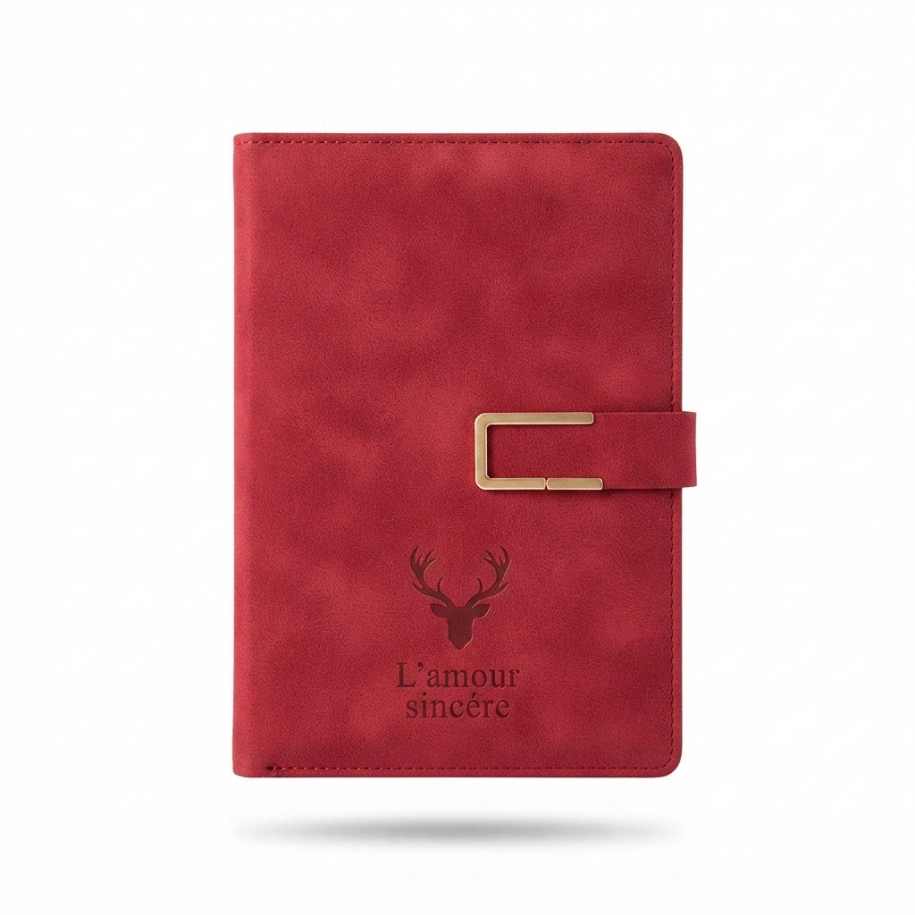 PU Diary with Metal Buckle Clasp - Red - Meru Trophy corporate gifting
