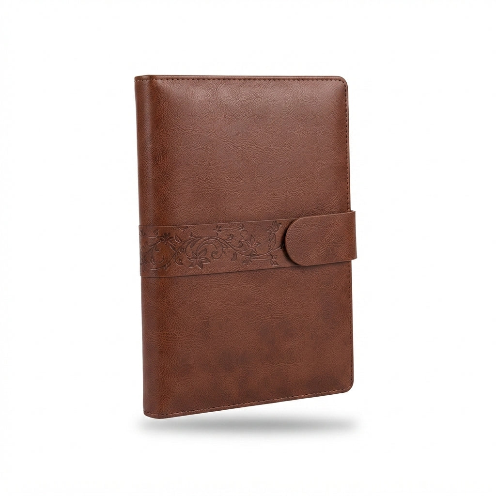 PU Diary with Magnetic Flap Closure - Brown - Meru Trophy corporate gifting