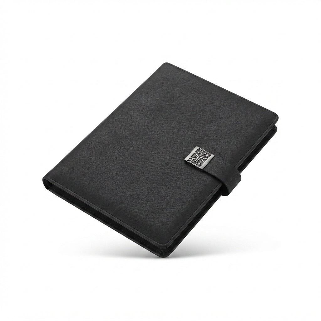 PU Diary with Strap Clasp - Black - Meru Trophy corporate gifting