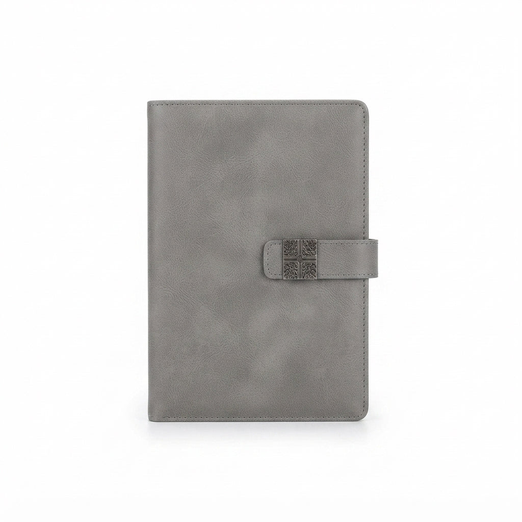 PU Diary with Strap Clasp - Grey - Meru Trophy corporate gifting