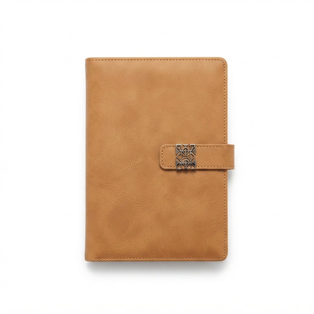 PU Diary with Strap Clasp - Tan - Meru Trophy corporate gifting