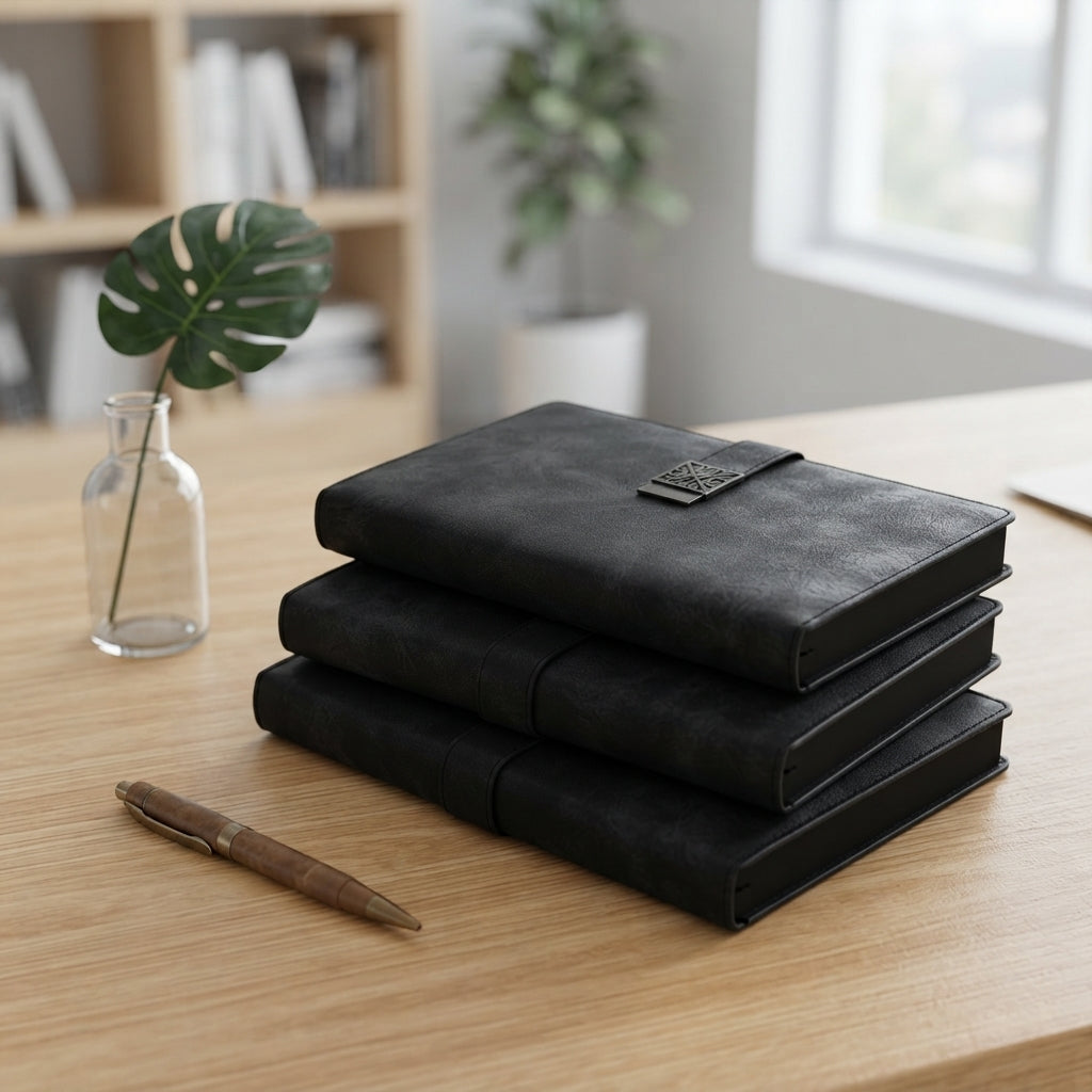 PU Diary with Strap Clasp - lifestyle - Meru Trophy corporate gifting