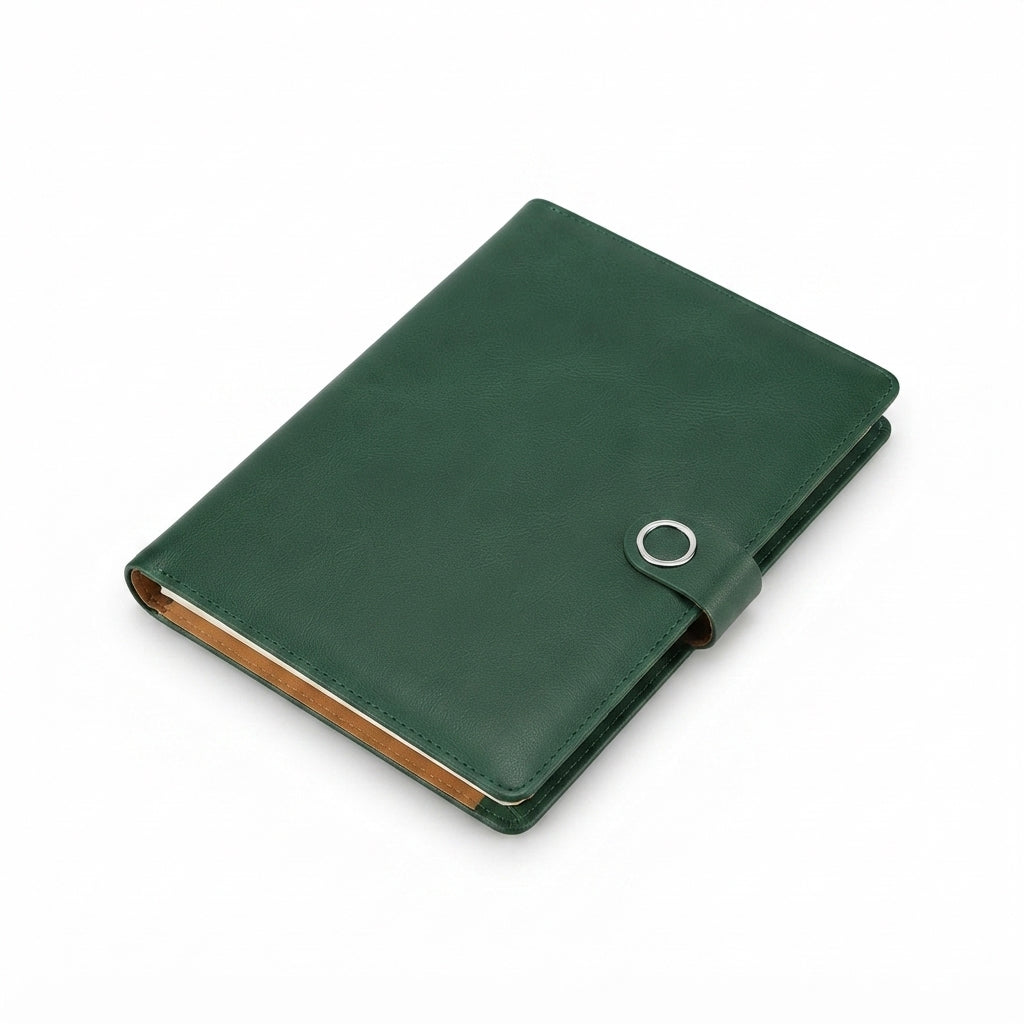PU Diary with Cover Pocket and Snap Tab - Green - Meru Trophy corporate gifting