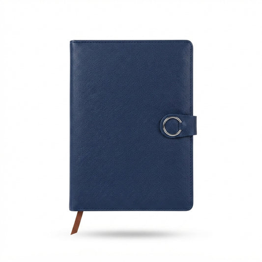 PU Diary with Cover Pocket and Snap Tab - Navy - Meru Trophy corporate gifting