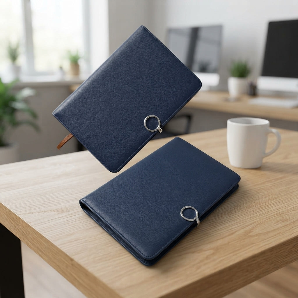 PU Diary with Cover Pocket and Snap Tab - lifestyle - Meru Trophy corporate gifting
