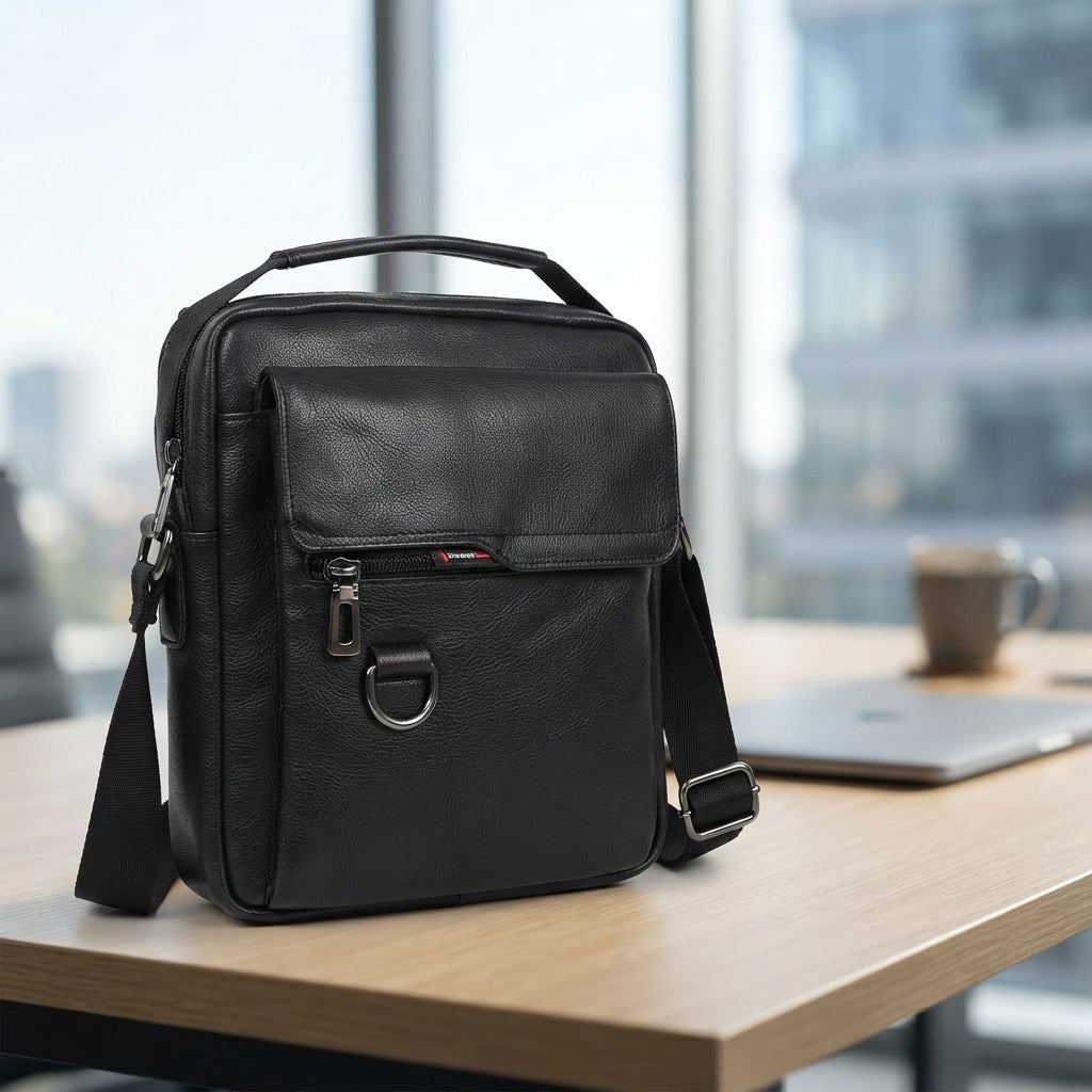 Multi-Pocket Sling Bag Black - lifestyle - Meru Trophy corporate gifting