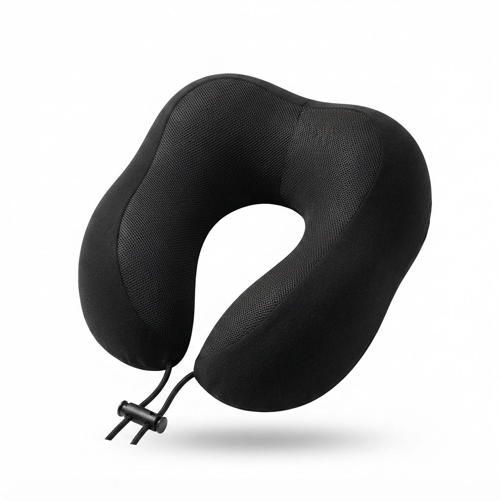 Square Travel Neck Pillow - Black - Meru Trophy corporate gifting