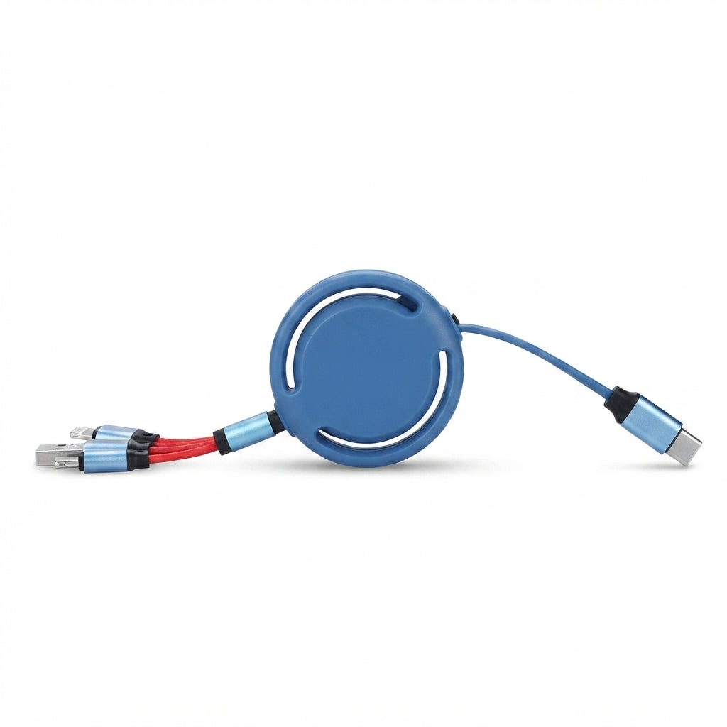 Retractable Yo-Yo USB Charging Cable - Blue - Meru Trophy corporate gifting