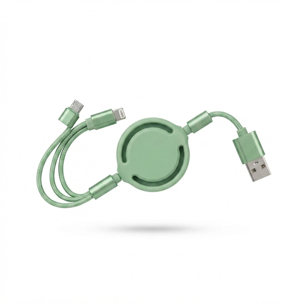 Retractable Yo-Yo USB Charging Cable - Green - Meru Trophy corporate gifting
