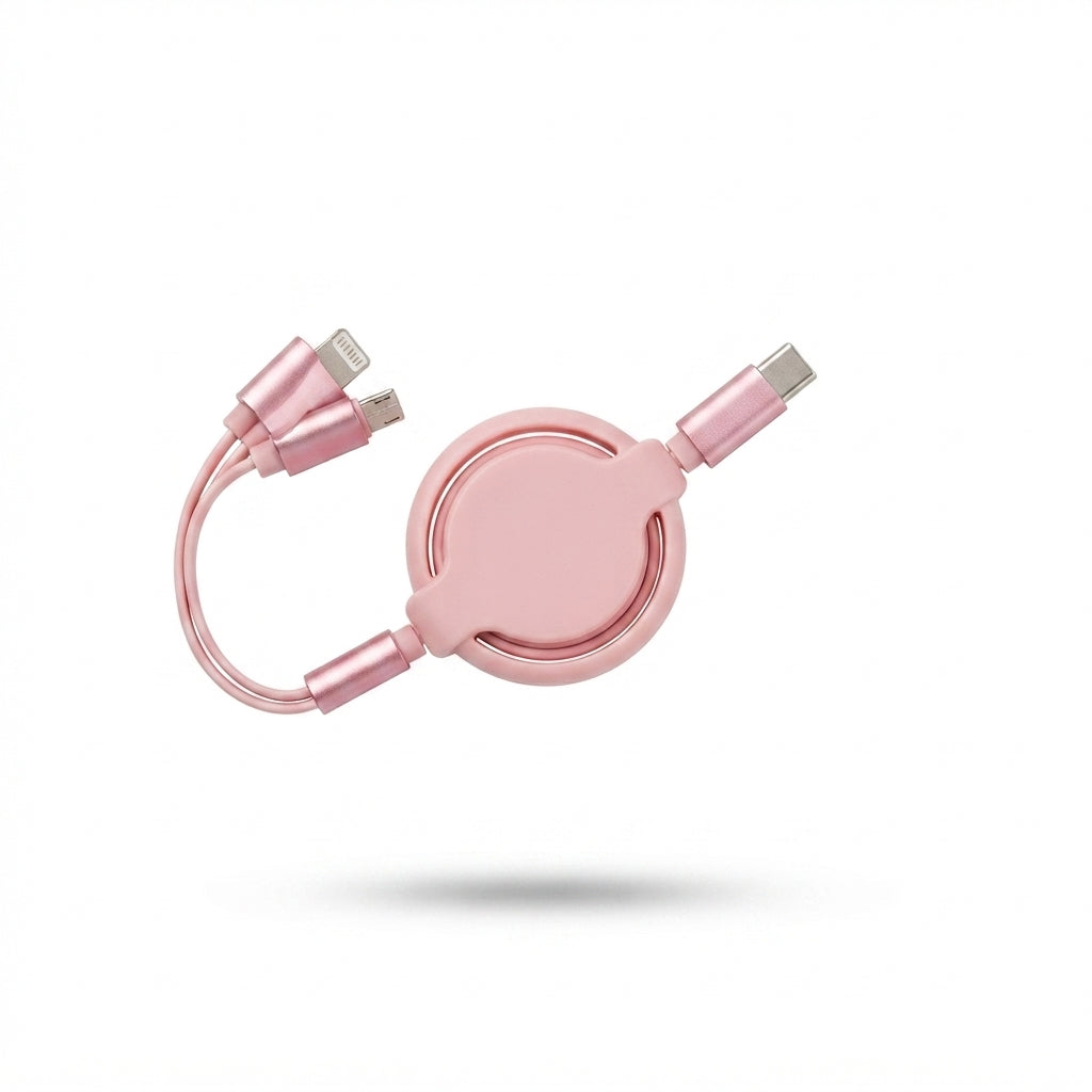 Retractable Yo-Yo USB Charging Cable - Pink - Meru Trophy corporate gifting