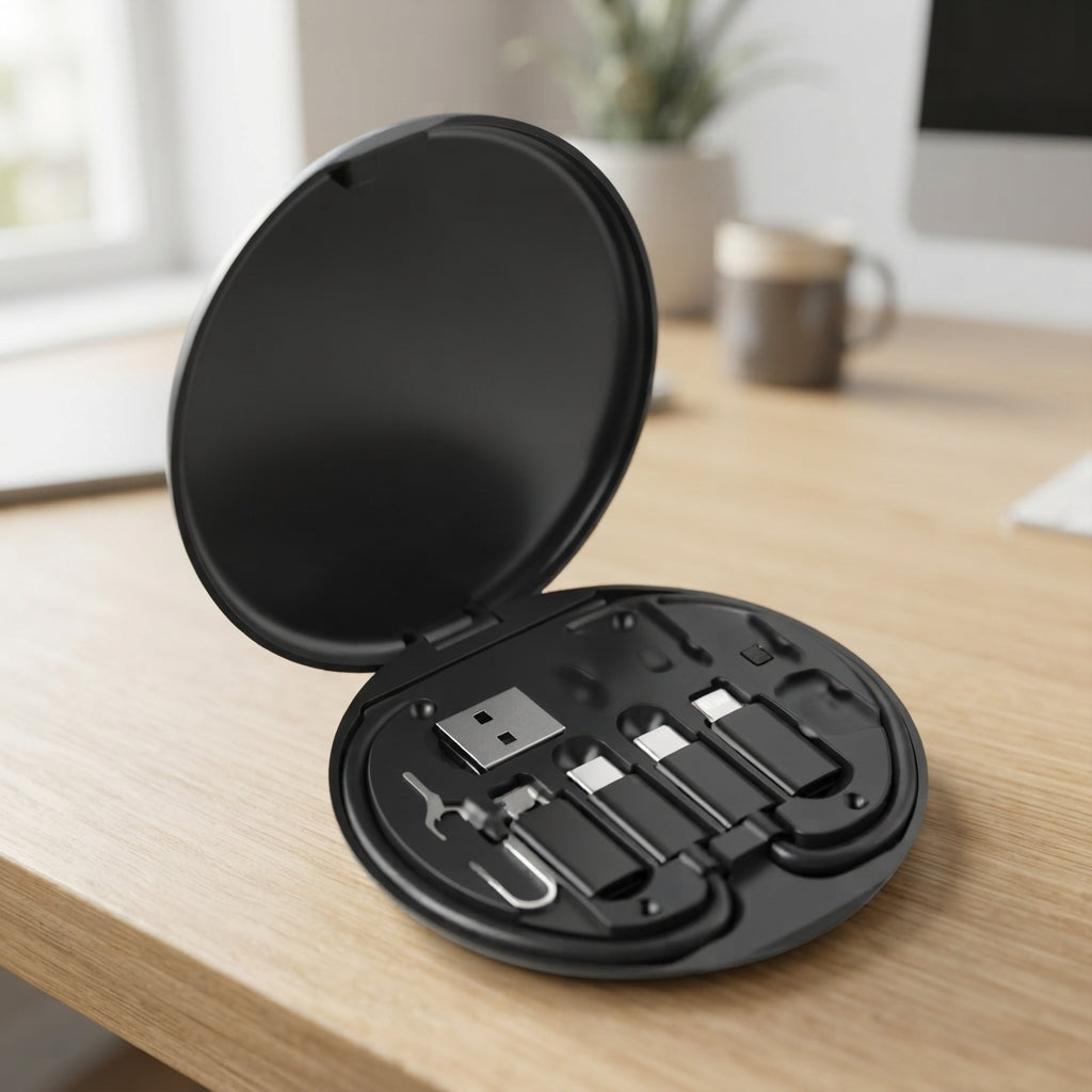 Round USB Cable Kit Case - lifestyle - Meru Trophy corporate gifting
