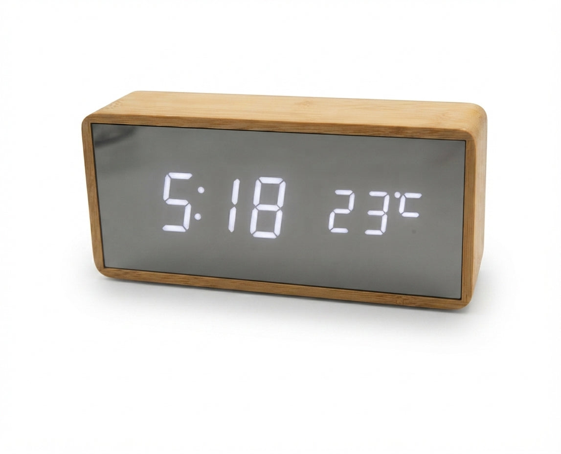 Bamboo Rectangular LED Digital Clock - Bamboo - Meru Trophy corporate gifting