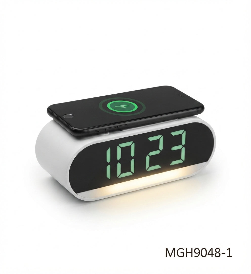 Digital Clock with Wireless Charger - Black - Meru Trophy corporate gifting
