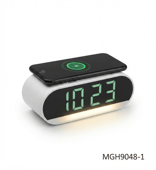 Digital Clock with Wireless Charger - Black - Meru Trophy corporate gifting