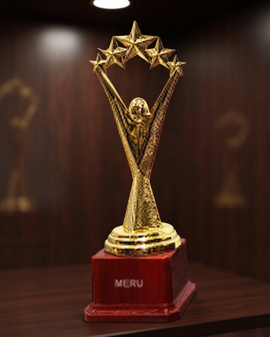 Gold Star Achievement Recognition Trophy 6157 alternate view - Meru Trophy