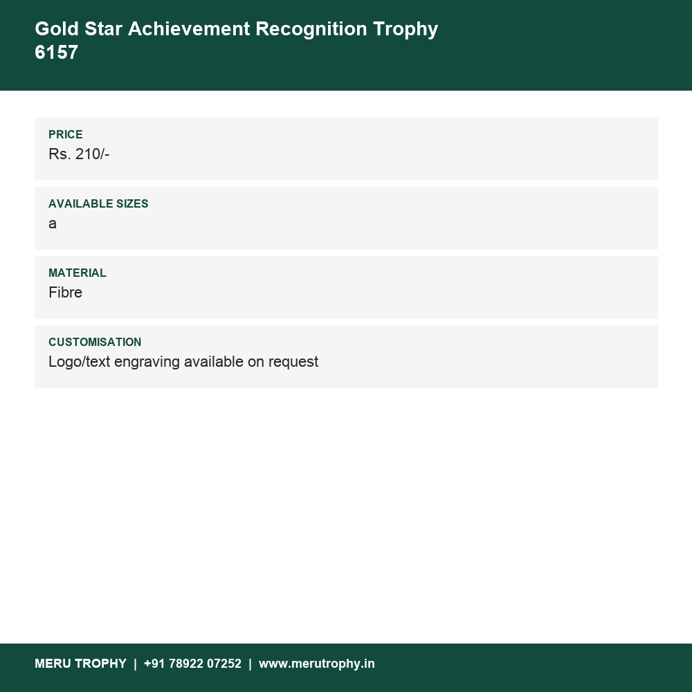 Gold Star Achievement Recognition Trophy 6157 details - Meru Trophy