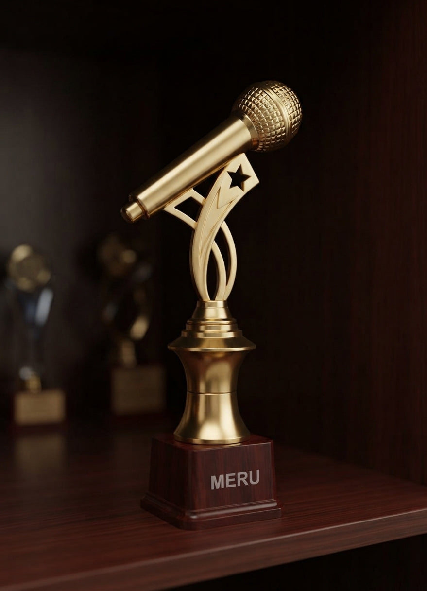 Gold Microphone Trophy Award for Vocal Performance MIC45 alternate view - Meru Trophy