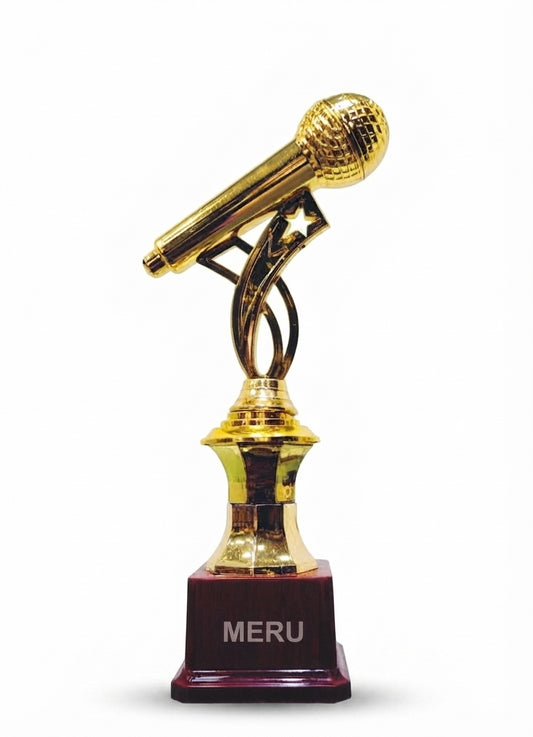 Gold Microphone Trophy Award for Vocal Performance MIC45 - Meru Trophy