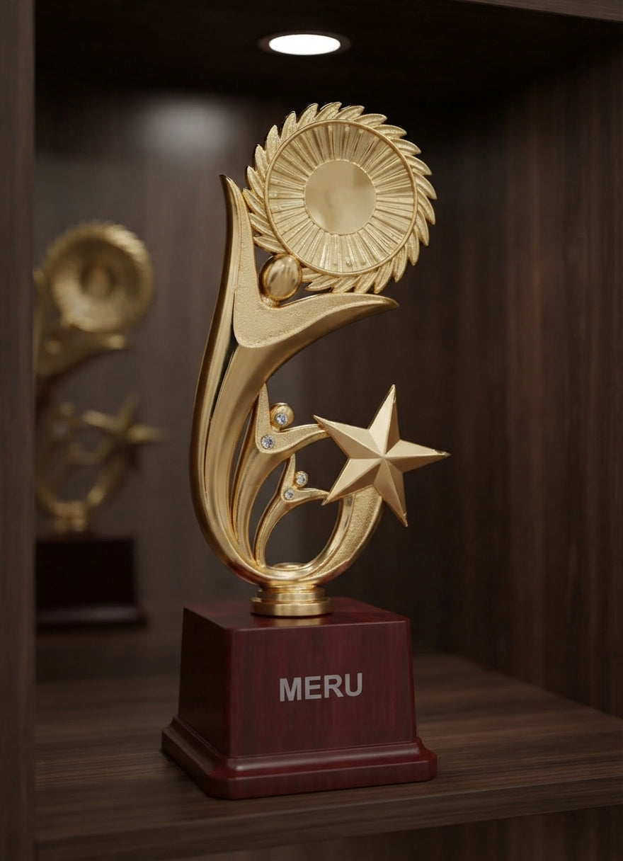Gold Starburst Trophy Sun Award and Recognition 756 alternate view - Meru Trophy
