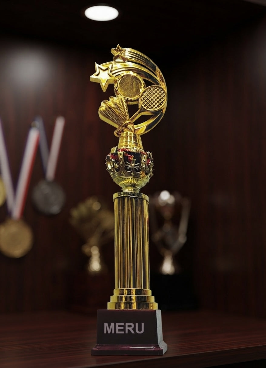Gold Badminton Trophy Award 3158 alternate view - Meru Trophy