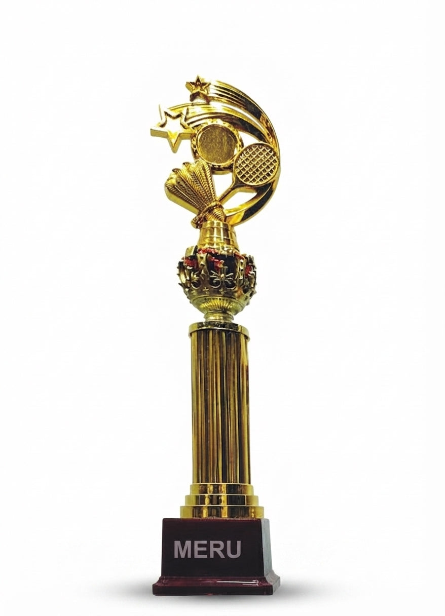 Gold Badminton Trophy Award 3158 - Meru Trophy