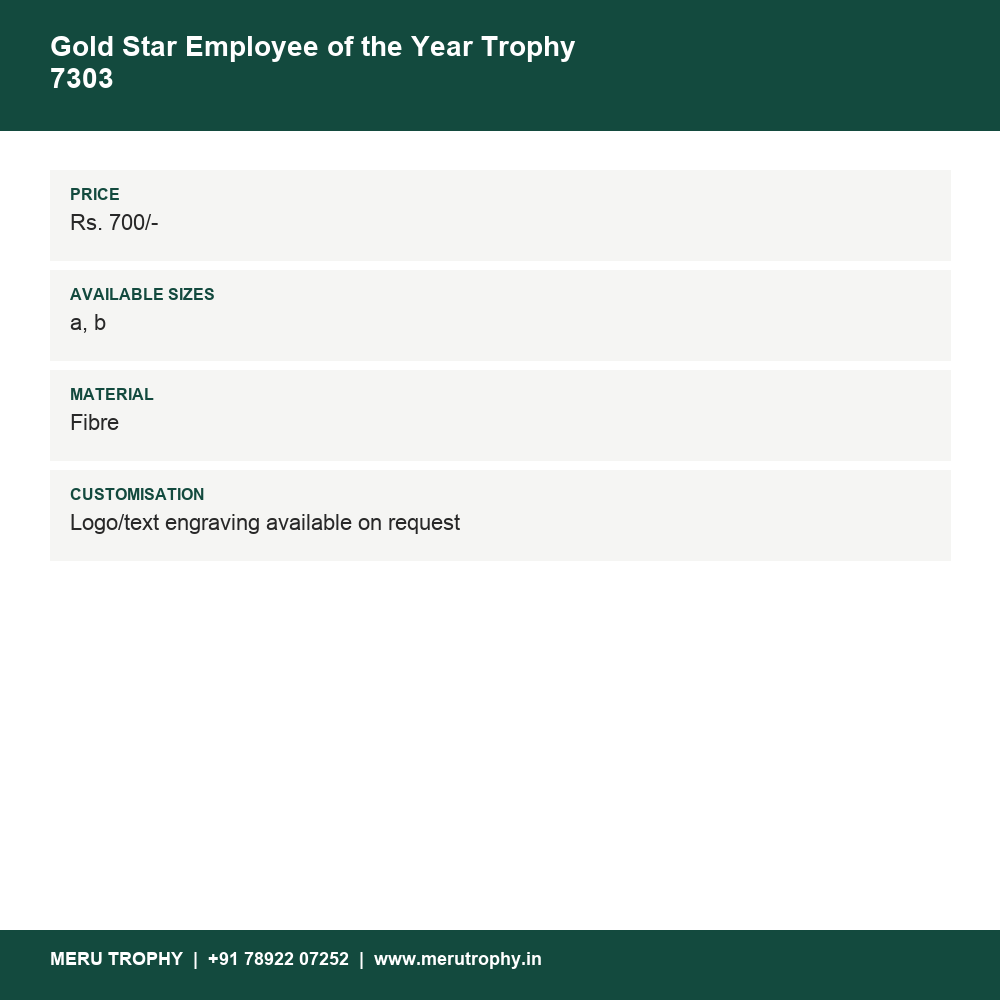 Gold Star Employee of the Year Trophy 7303 details - Meru Trophy