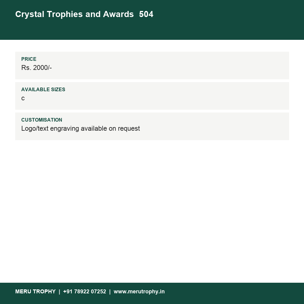 Crystal Trophies and Awards  504 details - Meru Trophy