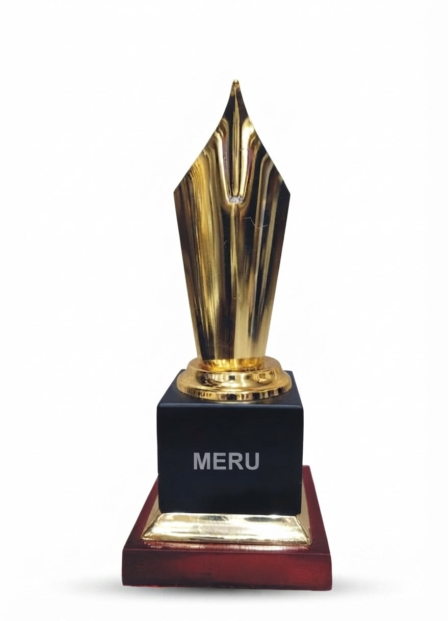 Gold Pen Nib Achievement Trophy 4078. - Meru Trophy