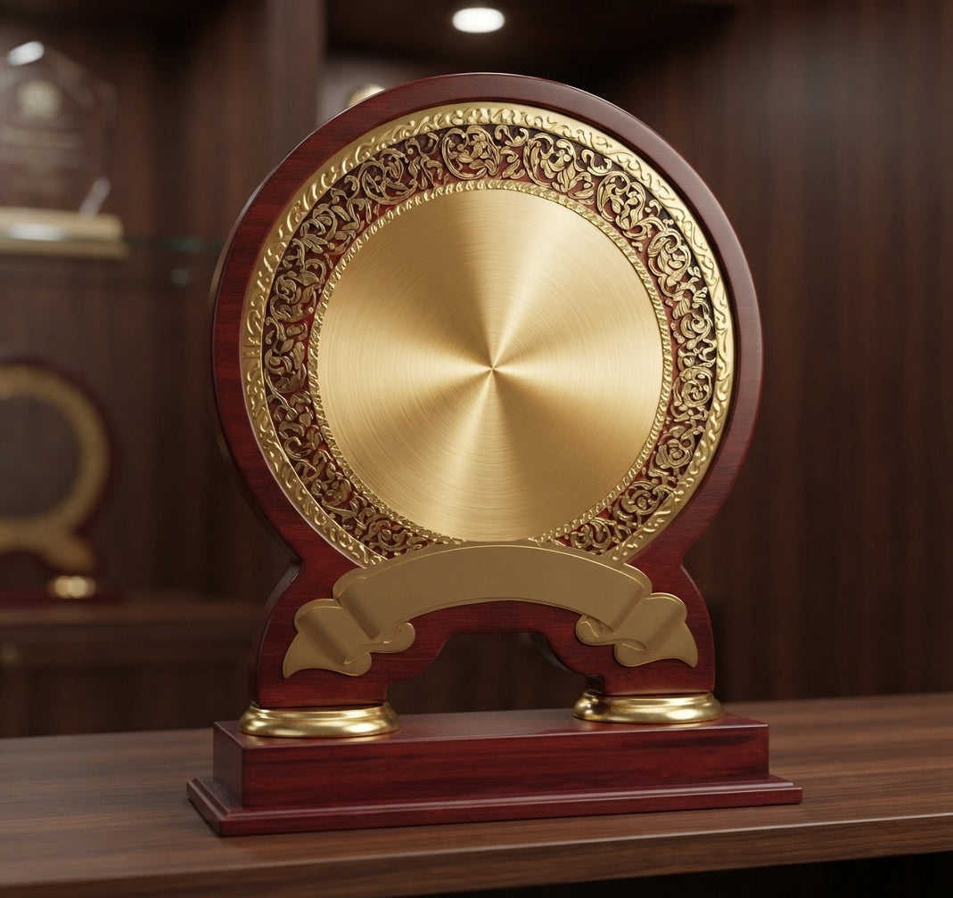 Custom Corporate Wooden Award Memento with Gold Accent 5002 1 alternate view - Meru Trophy