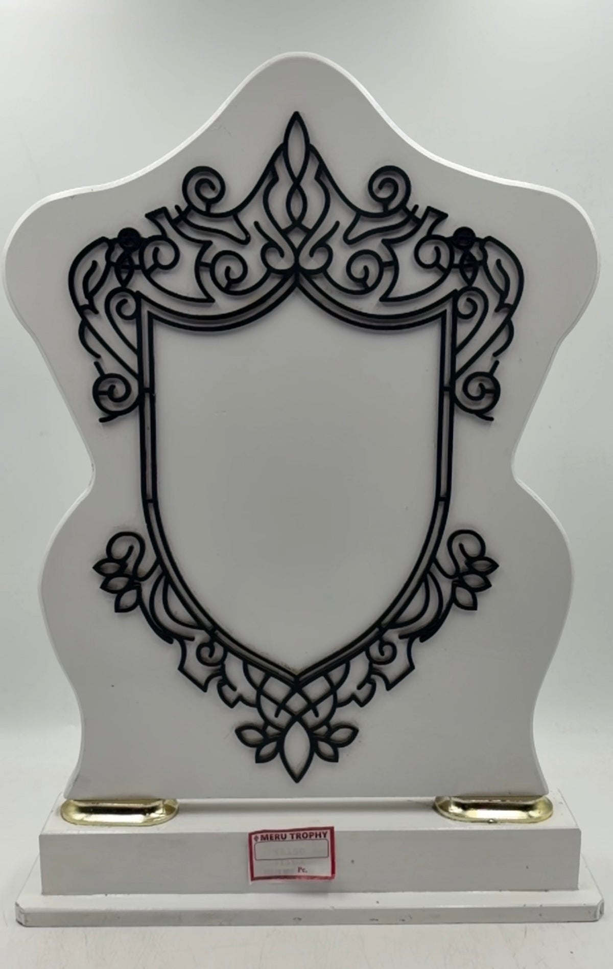 White Wooden Shield Memento 3151 - Custom Corporate Awards & Wooden Mementos