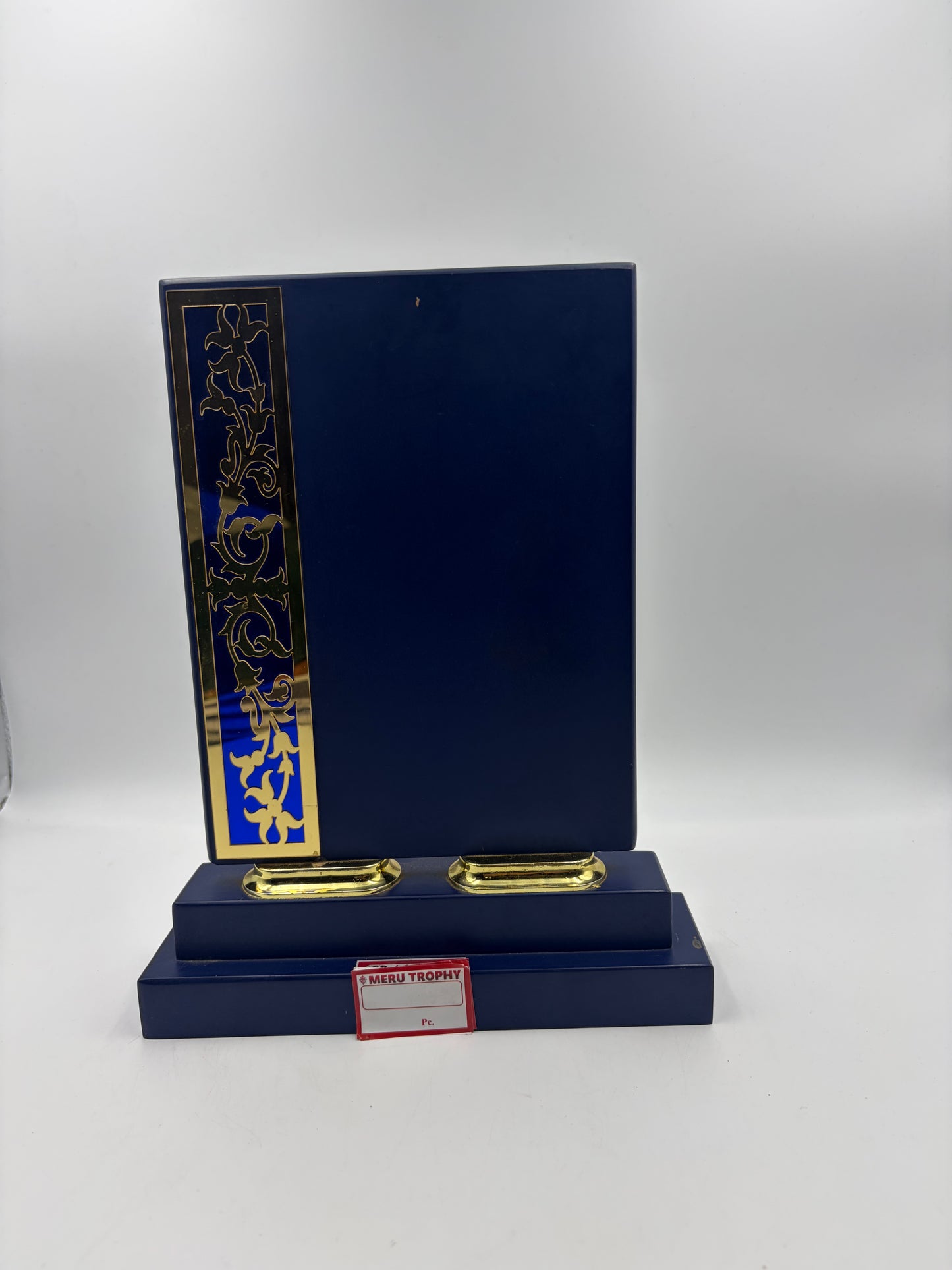 Blue & Gold Floral Wooden Memento Recognition Award CP 124