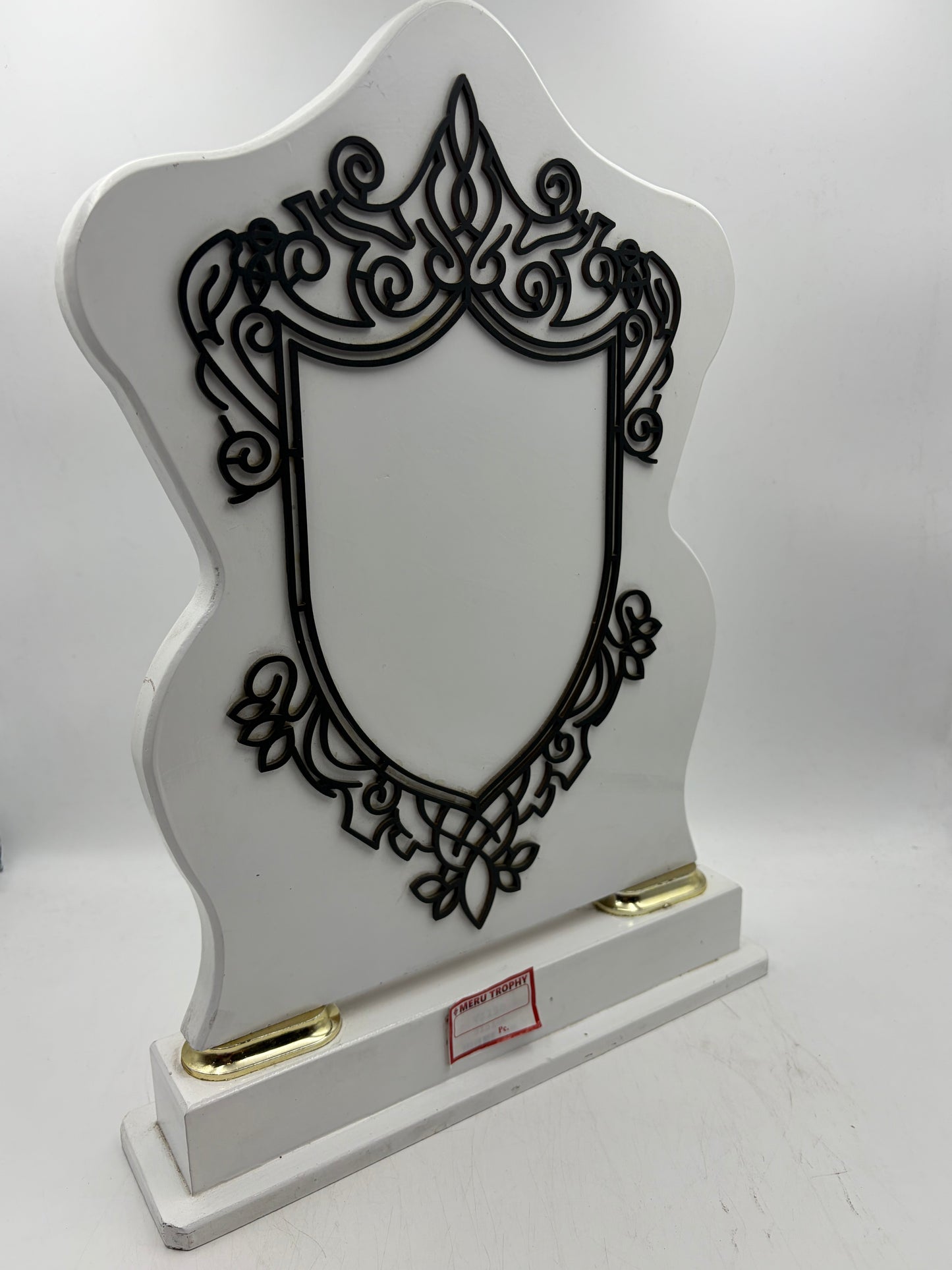 White Wooden Shield Memento 3151 - Custom Corporate Awards & Wooden Mementos
