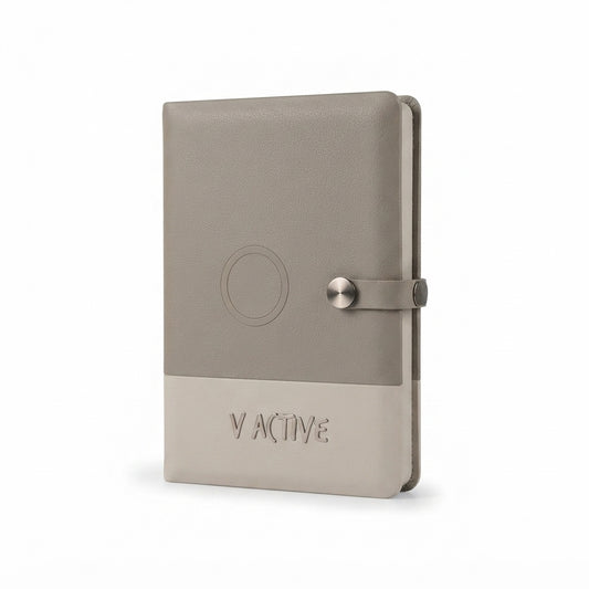 Powerhub Notebook Diary with 8000 mAh Power Bank and Study Lamp - Grey - Meru Trophy corporate gifting