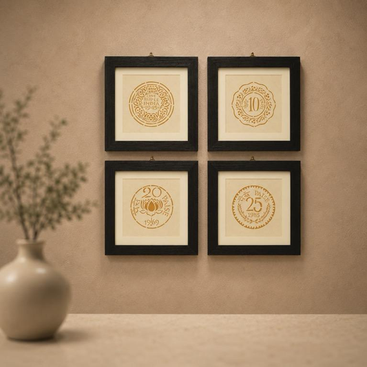 Mudra Virasat Coin Art Frame Set, handcrafted Sanjhi art wall decor