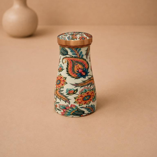 Tamra Surahi Hand-Painted Copper Water Vessel, handcrafted copper metal craft