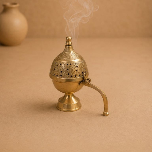 Dhoop Aradhya - I Brass Dome Incense Burner, handcrafted brass metal craft