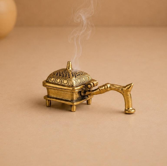 Dhoop Aradhya - III Brass Box Incense Burner, handcrafted brass metal craft