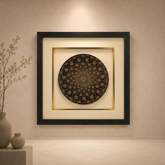 Bidri Silver-Inlaid Wall Disc, handcrafted Bidar Art